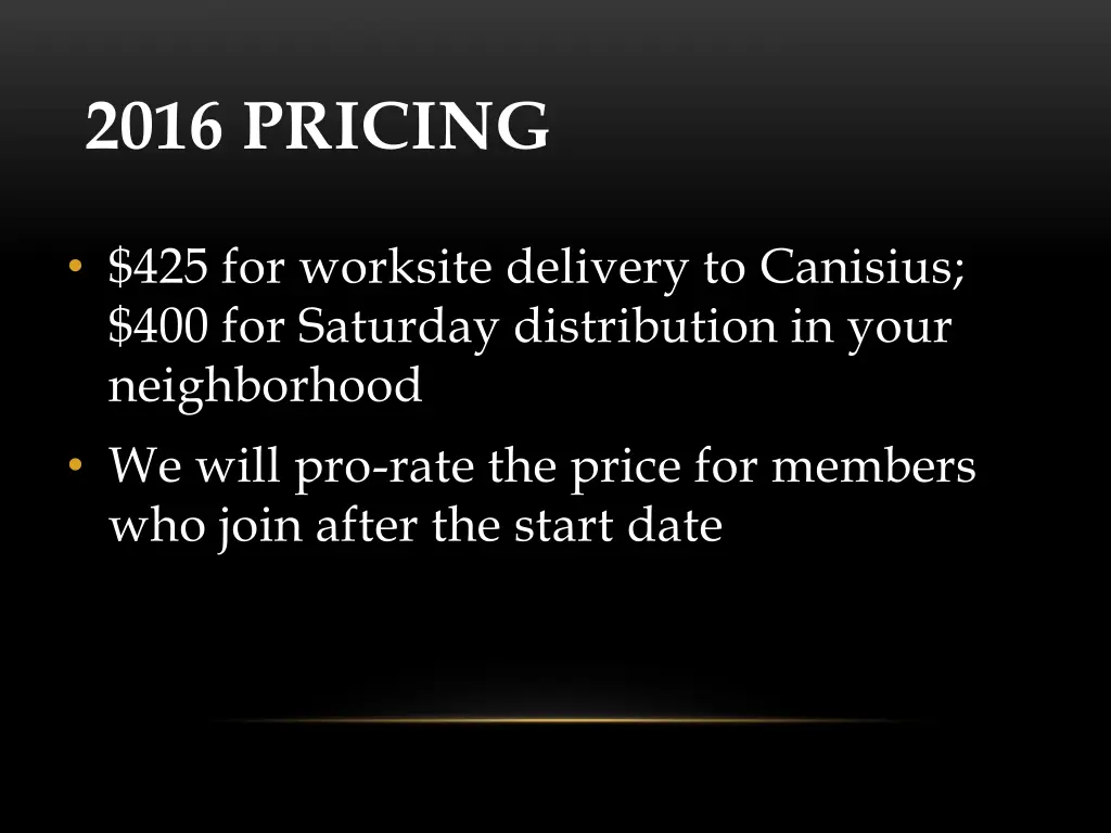 2016 pricing