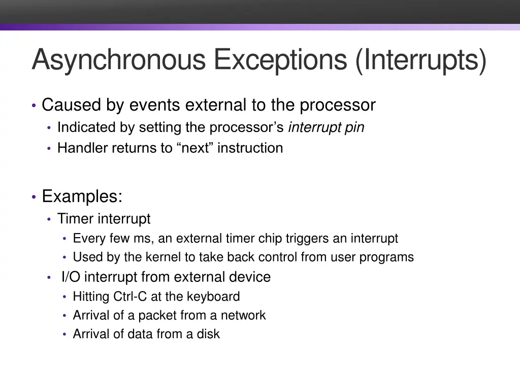 asynchronous exceptions interrupts