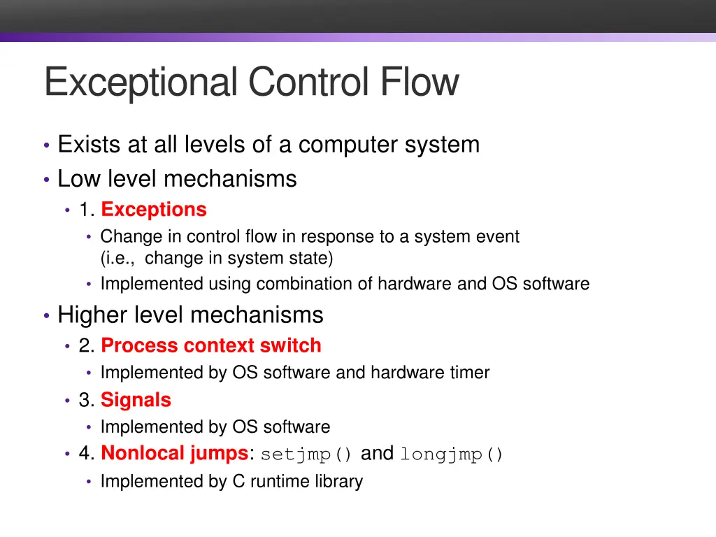 exceptional control flow