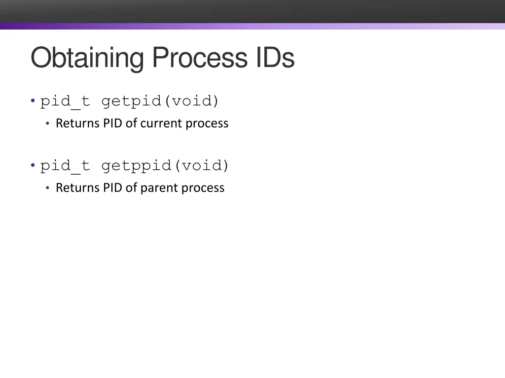 obtaining process ids