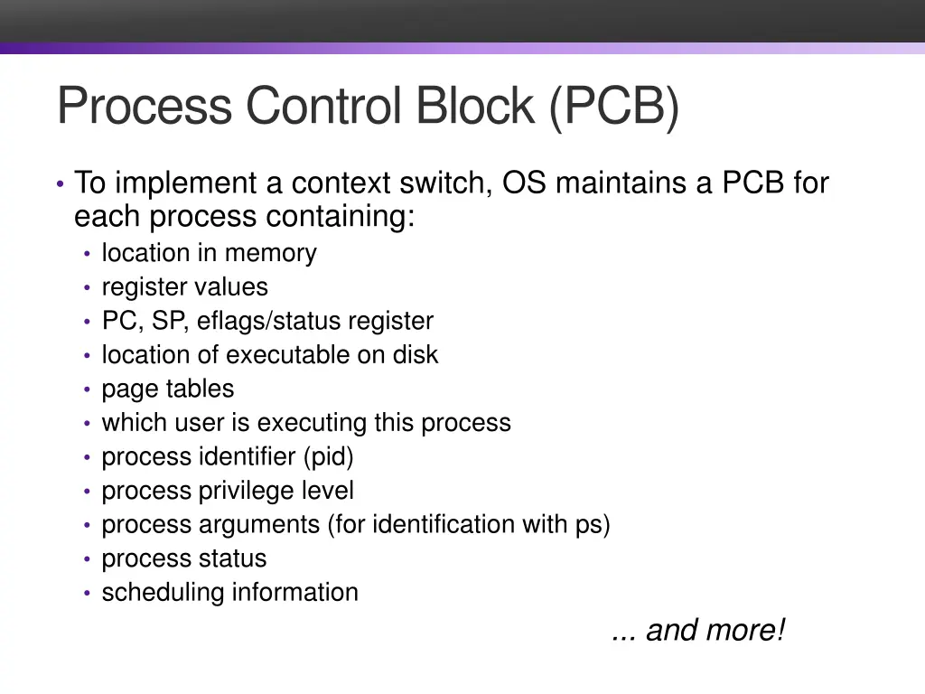 process control block pcb