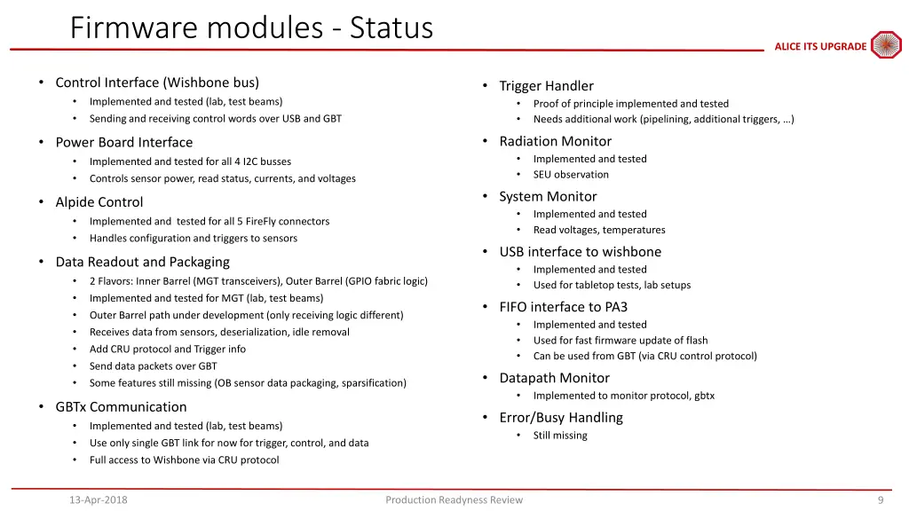 firmware modules status