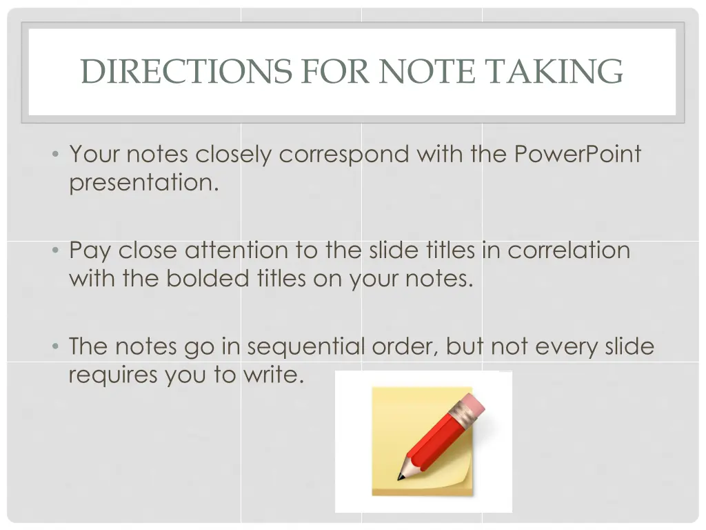 directions for note taking