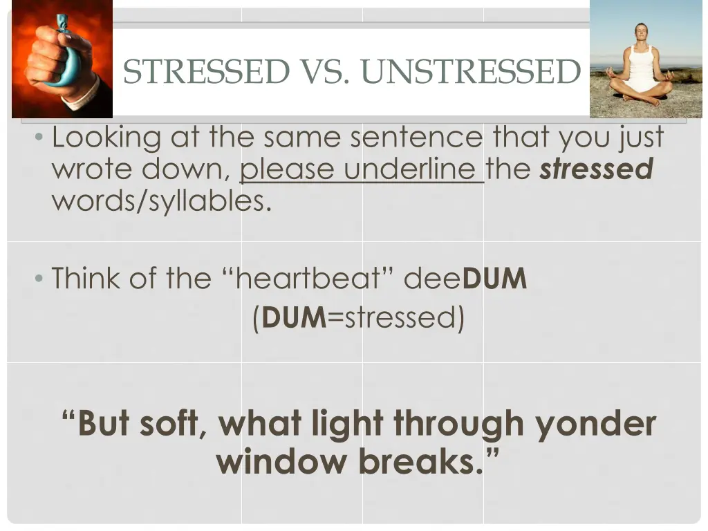 stressed vs unstressed