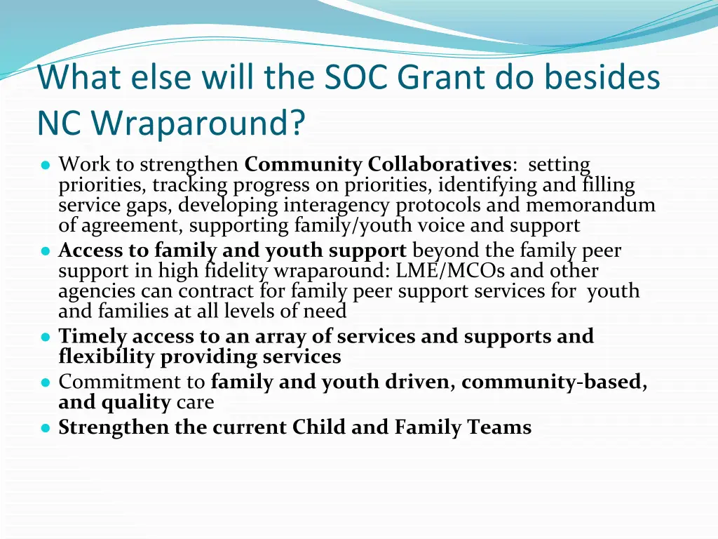 what else will the soc grant do besides
