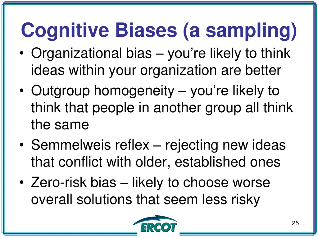cognitive biases a sampling organizational bias