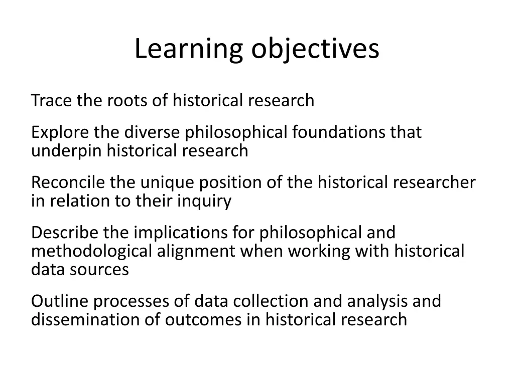 learning objectives