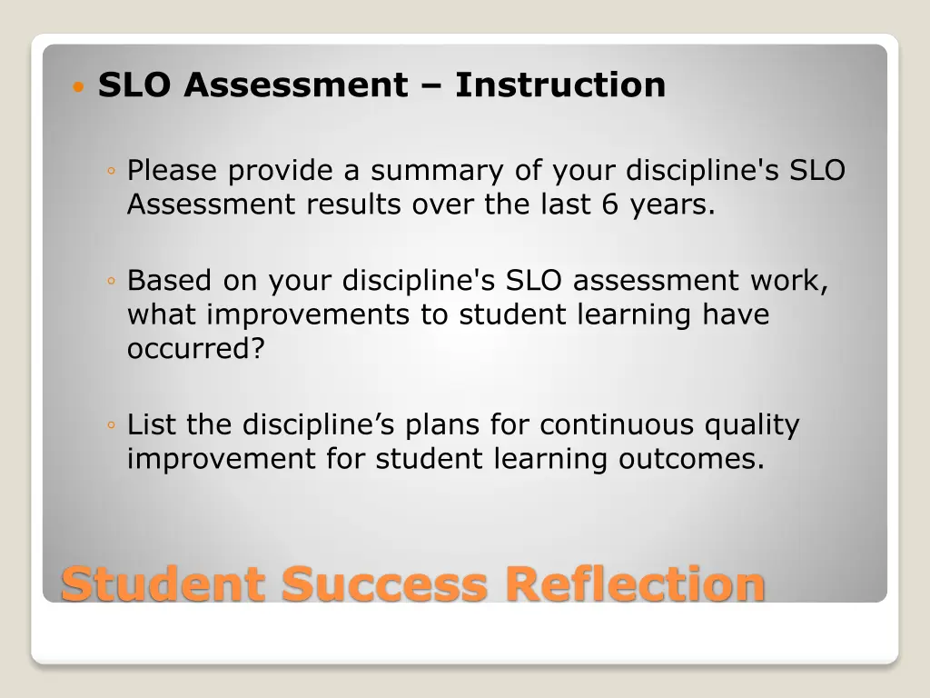 slo assessment instruction