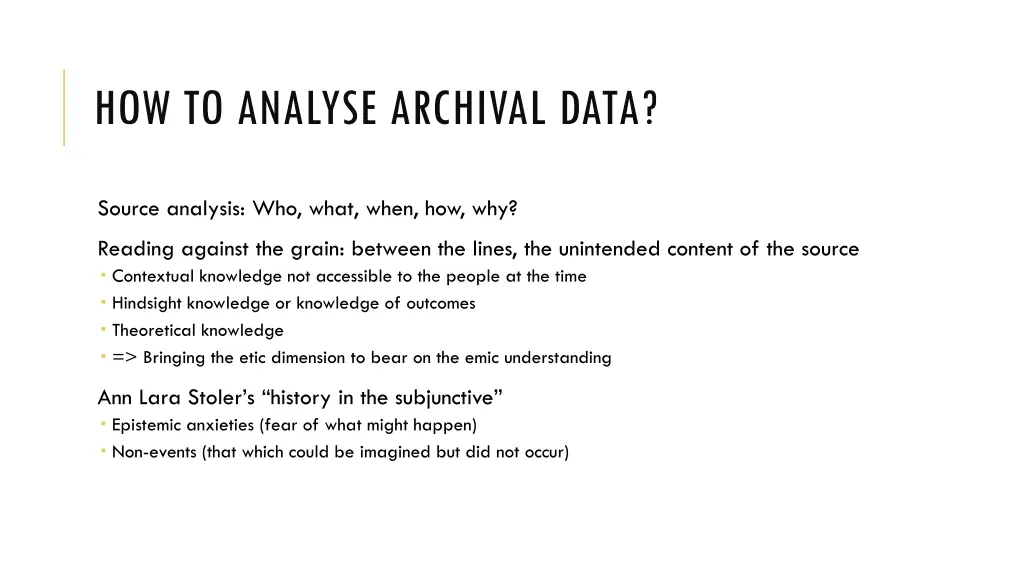how to analyse archival data