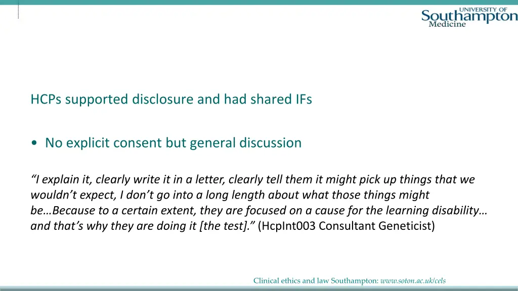 hcps supported disclosure and had shared ifs