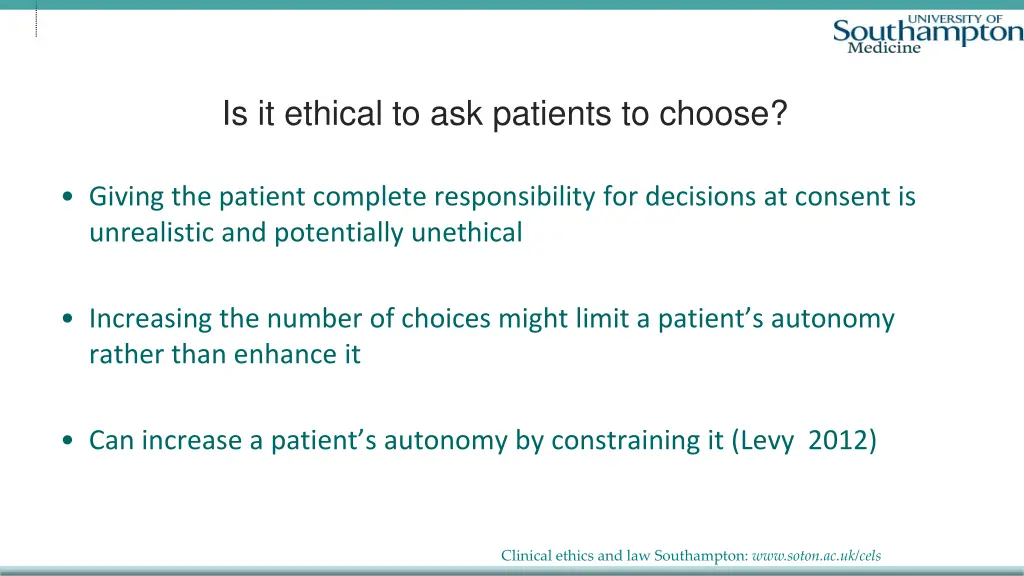 is it ethical to ask patients to choose