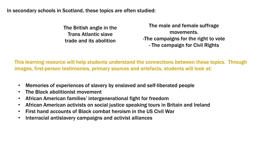 in secondary schools in scotland these topics