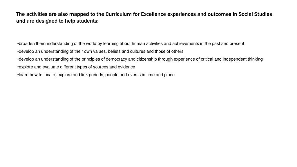 the activities are also mapped to the curriculum
