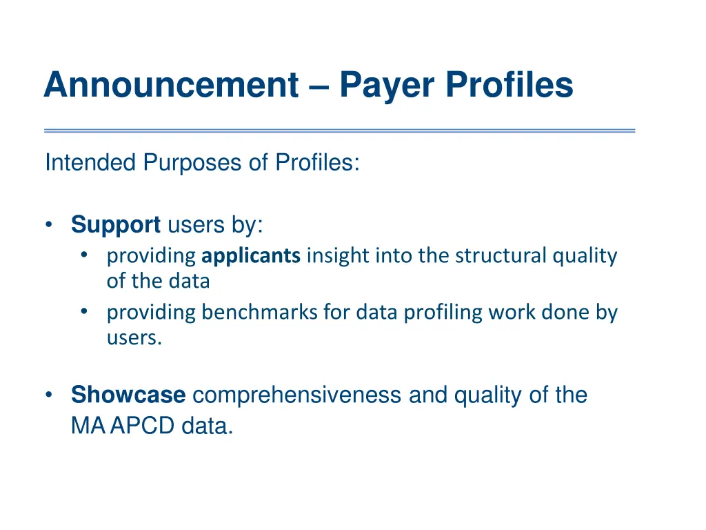 announcement payer profiles 1