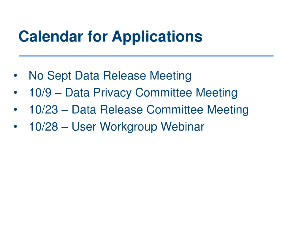 calendar for applications