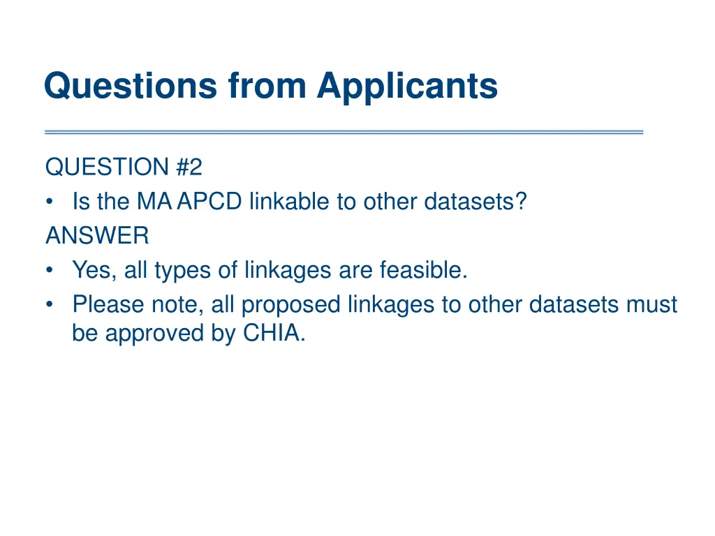 questions from applicants 1