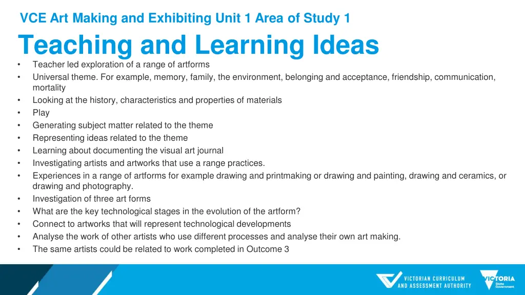 vce art making and exhibiting unit 1 area