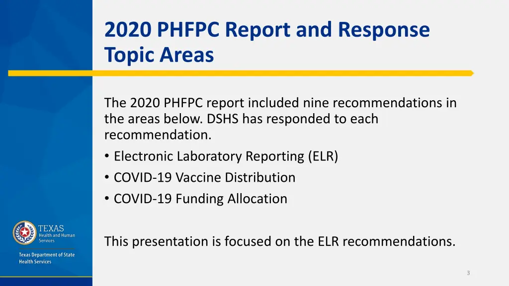 2020 phfpc report and response topic areas