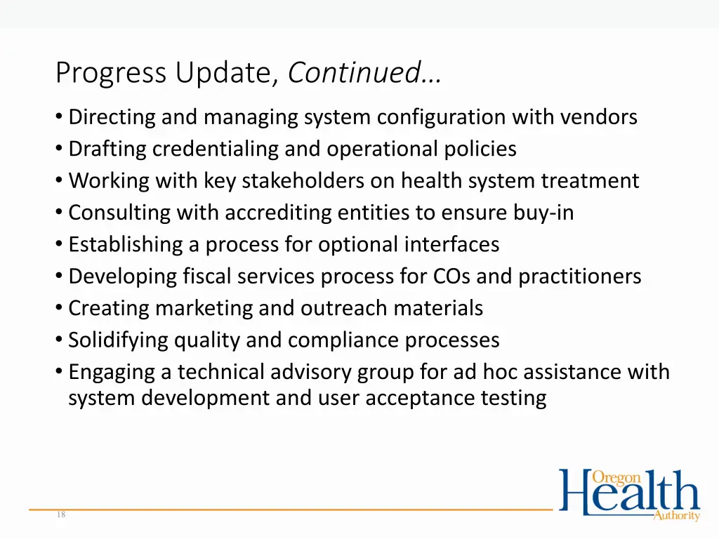 progress update continued directing and managing