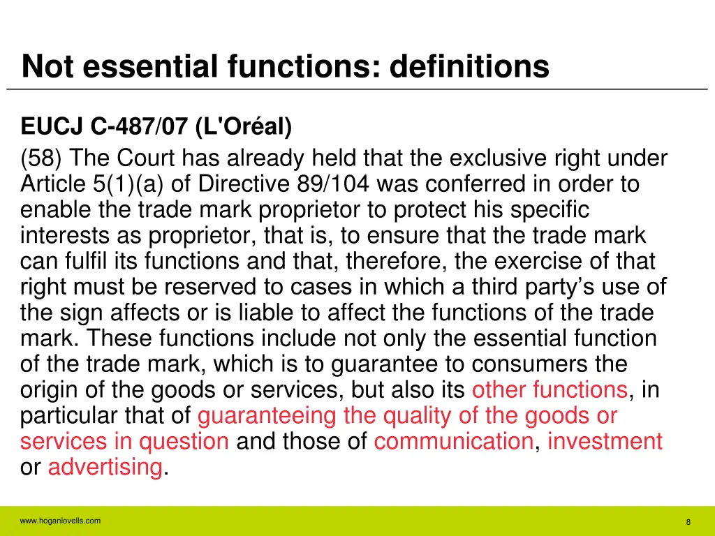not essential functions definitions