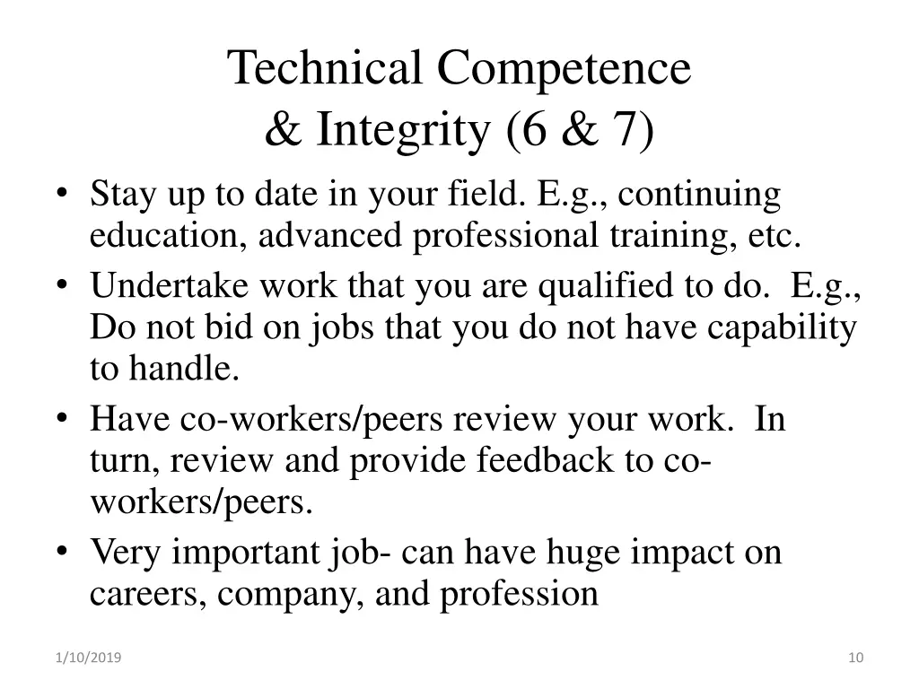 technical competence integrity 6 7 stay
