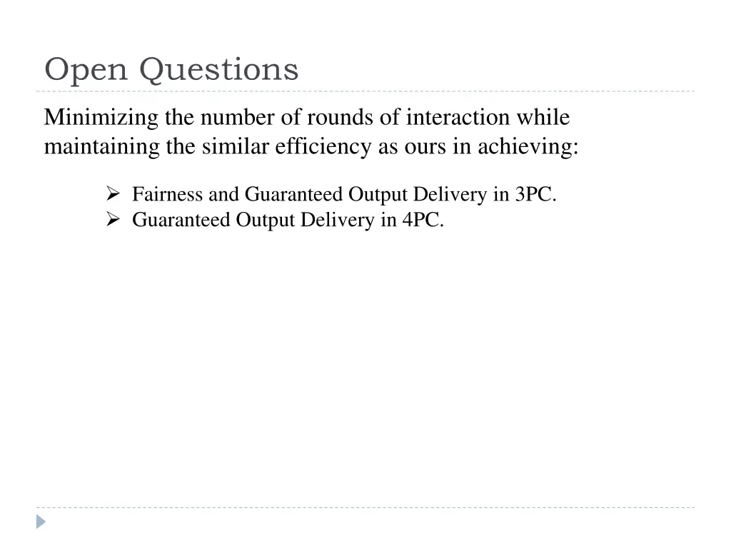 open questions