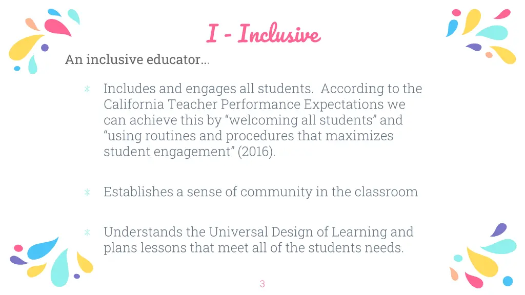 i inclusive