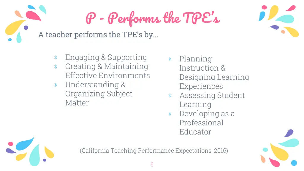 p performs the tpe s a teacher performs