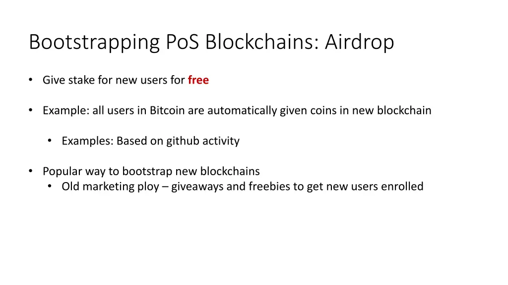 bootstrapping pos blockchains airdrop