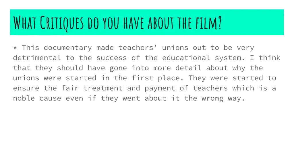 what critiques do you have about the film 1