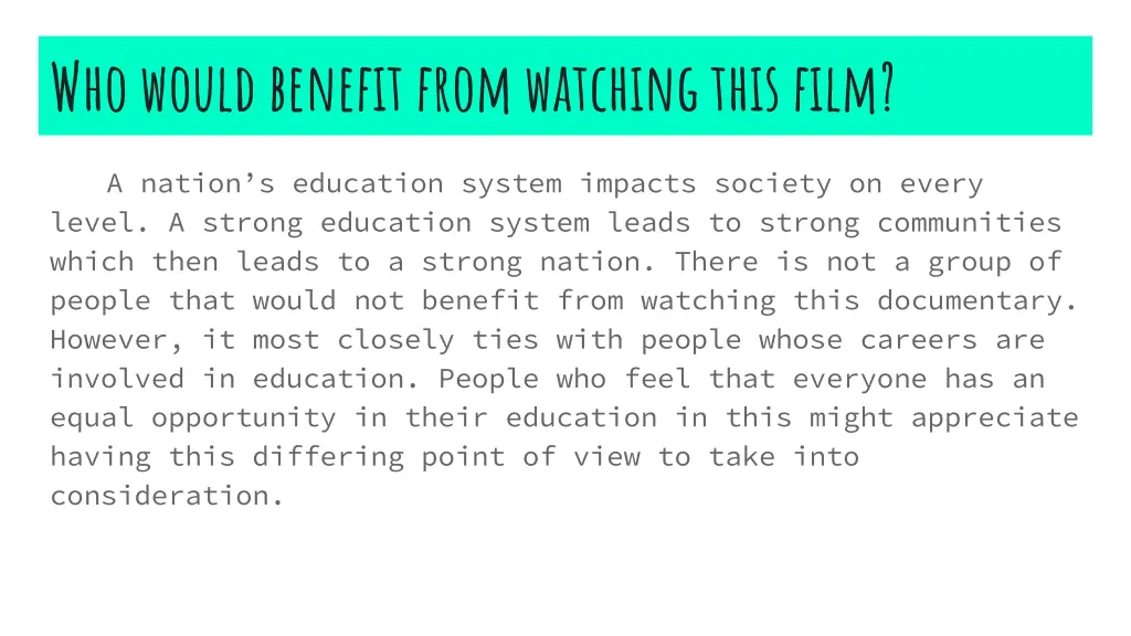 who would benefit from watching this film 1