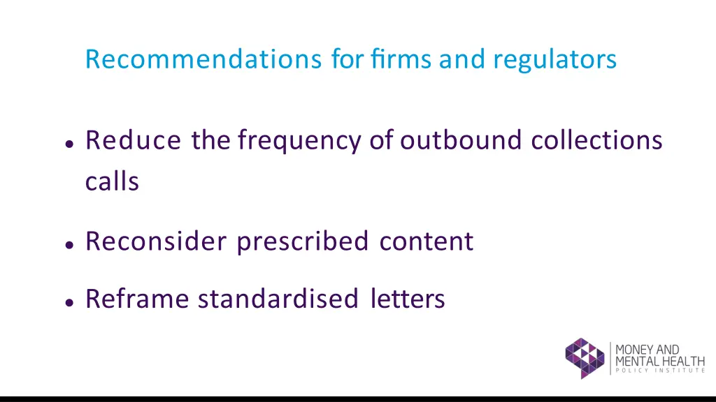 recommendations for firms and regulators