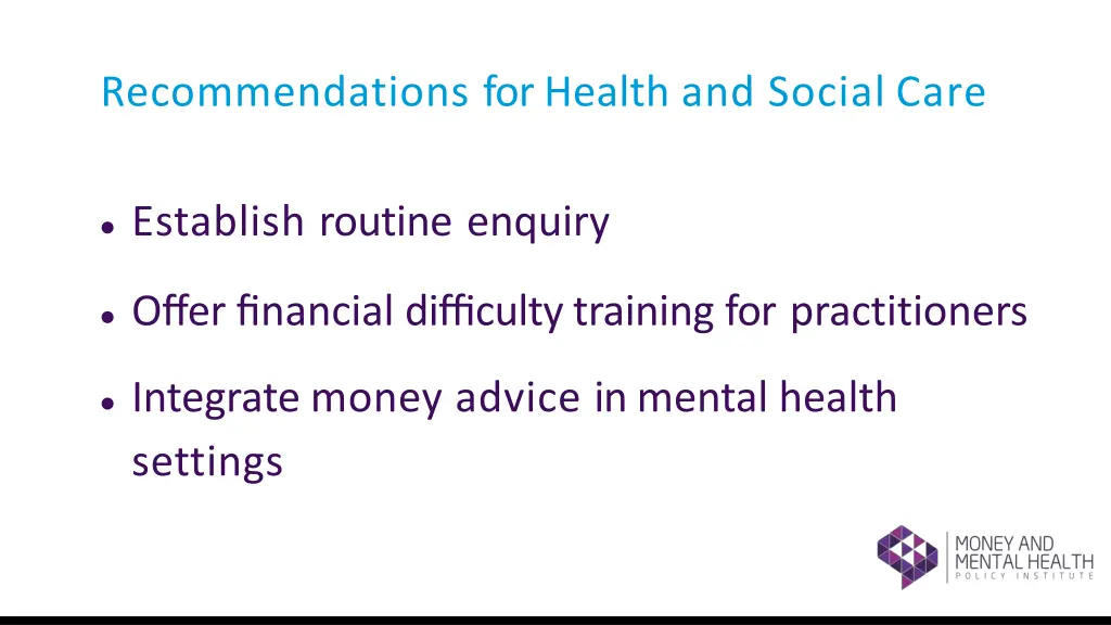 recommendations for health and social care