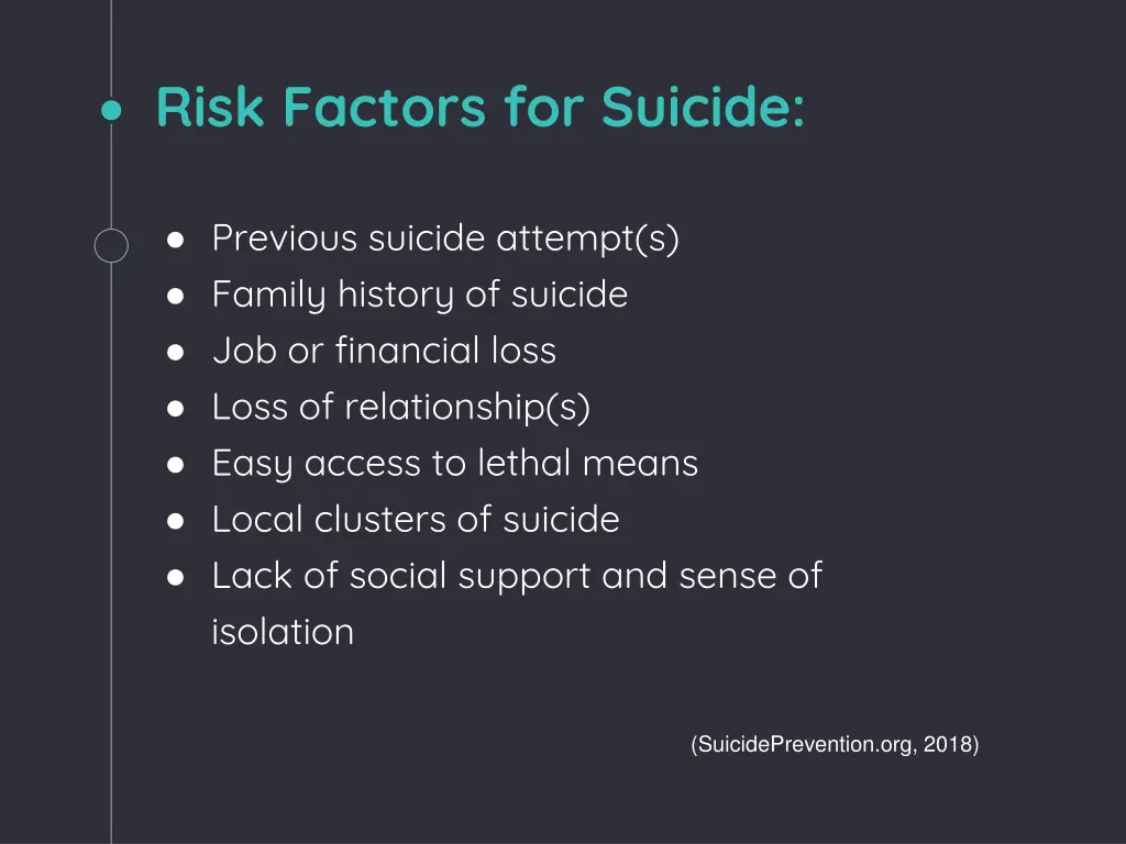 risk factors for suicide 1