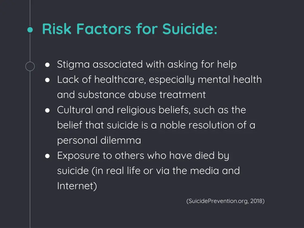 risk factors for suicide 2