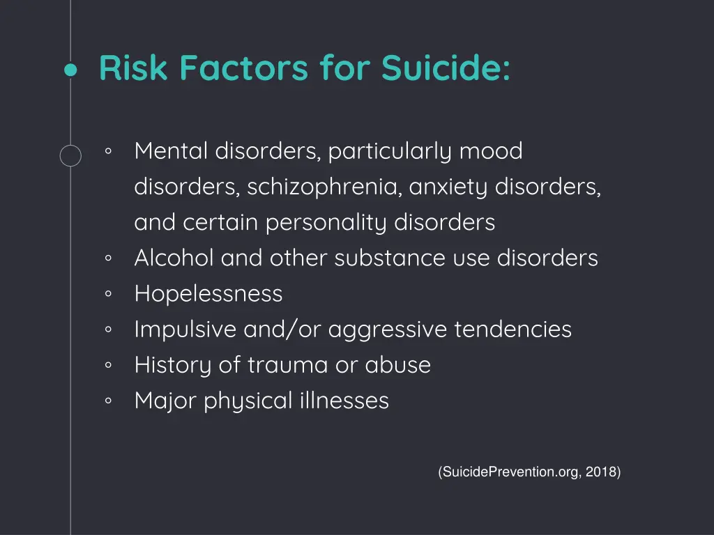 risk factors for suicide
