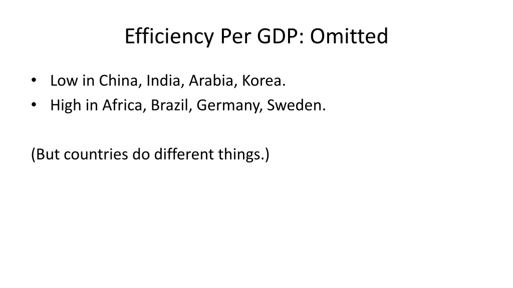 efficiency per gdp omitted