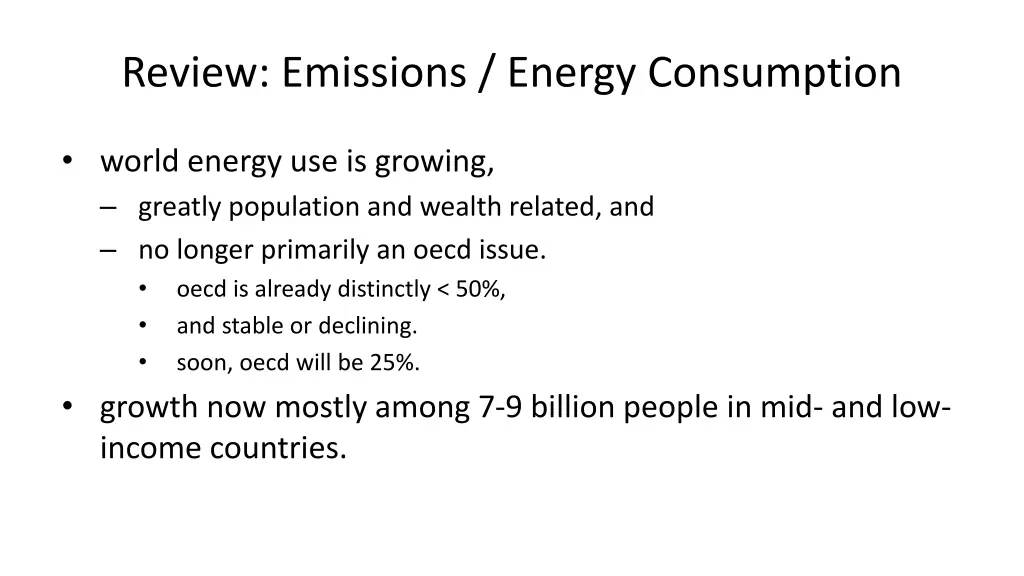 review emissions energy consumption