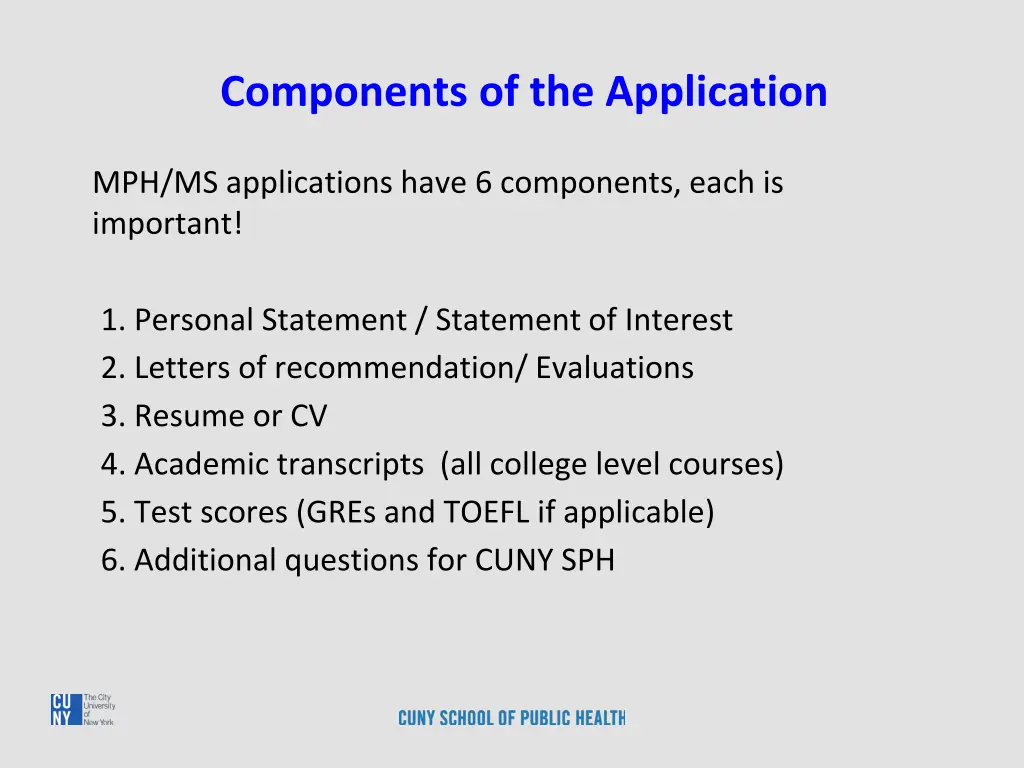 components of the application