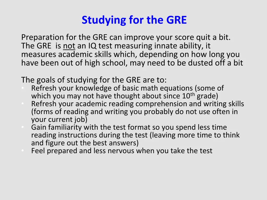 studying for the gre