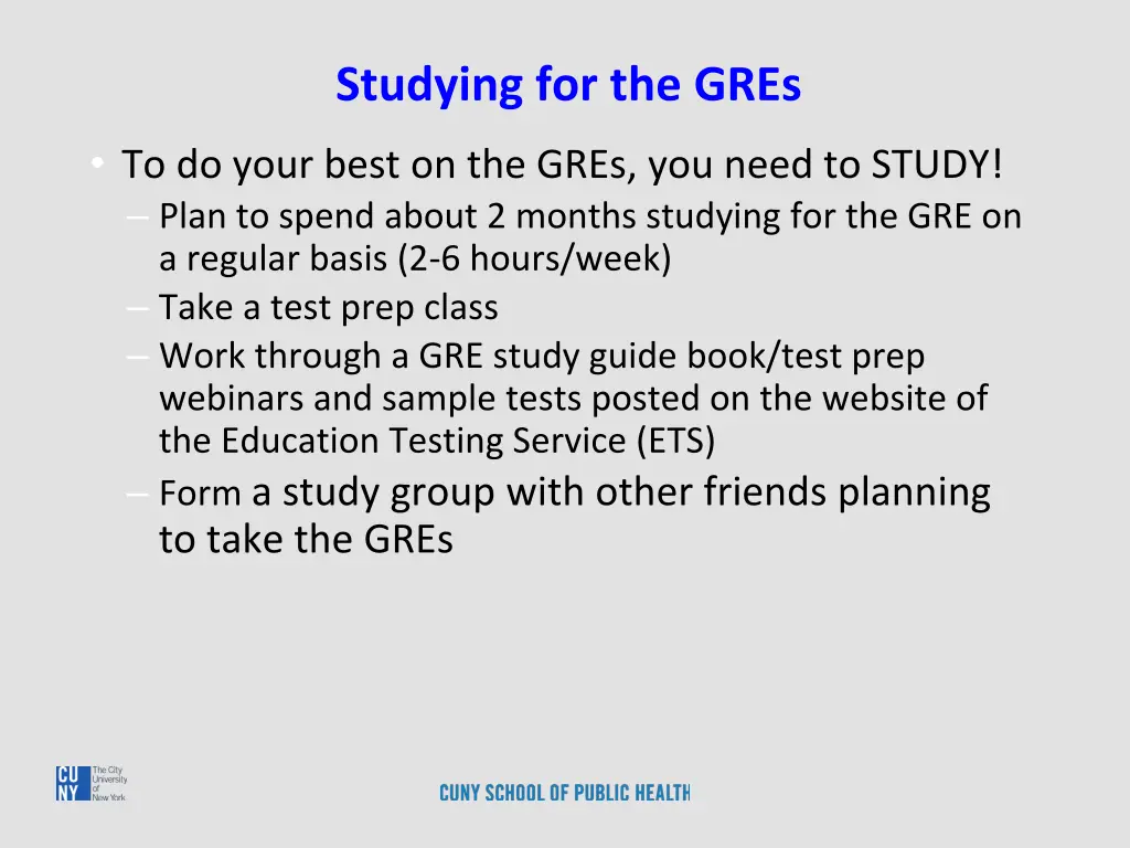 studying for the gres