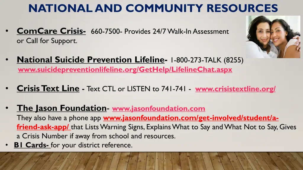 national and community resources
