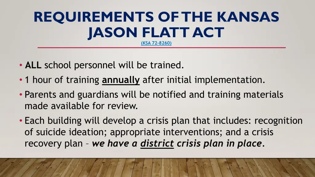 requirements of the kansas jason flatt