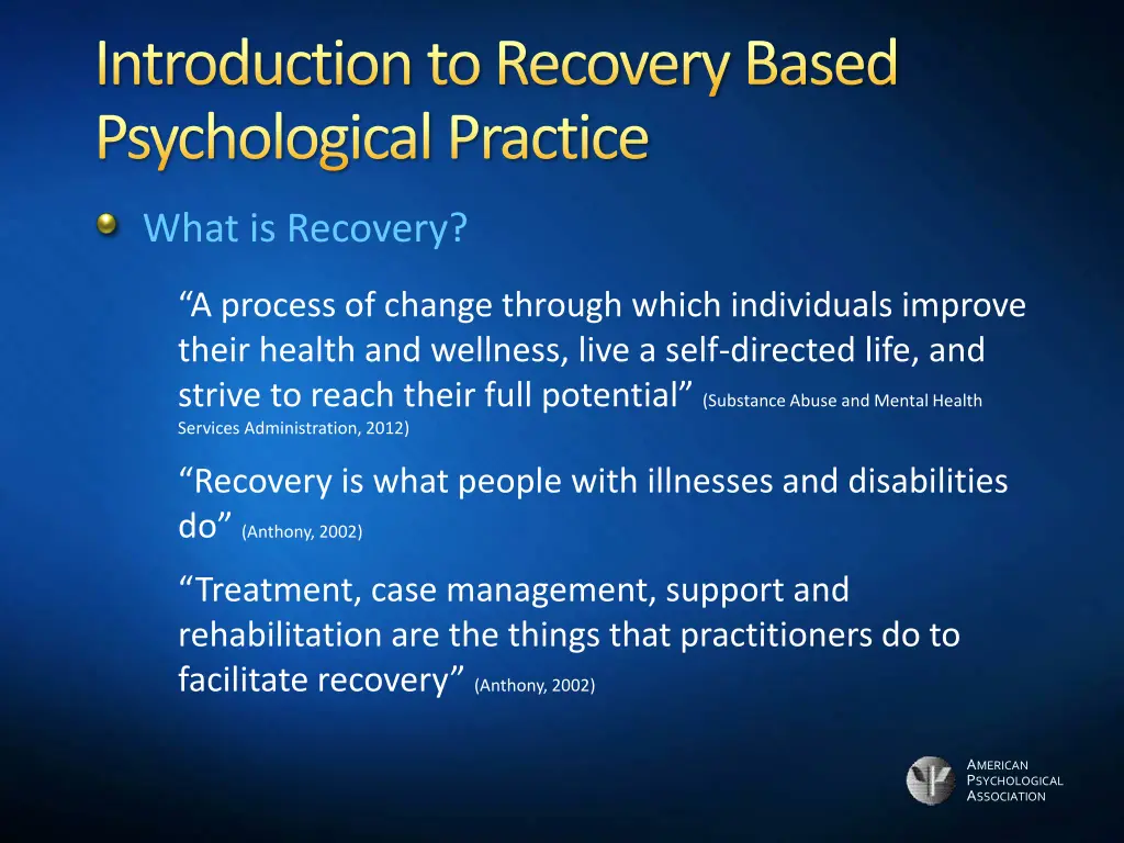 introduction to recovery based psychological 2
