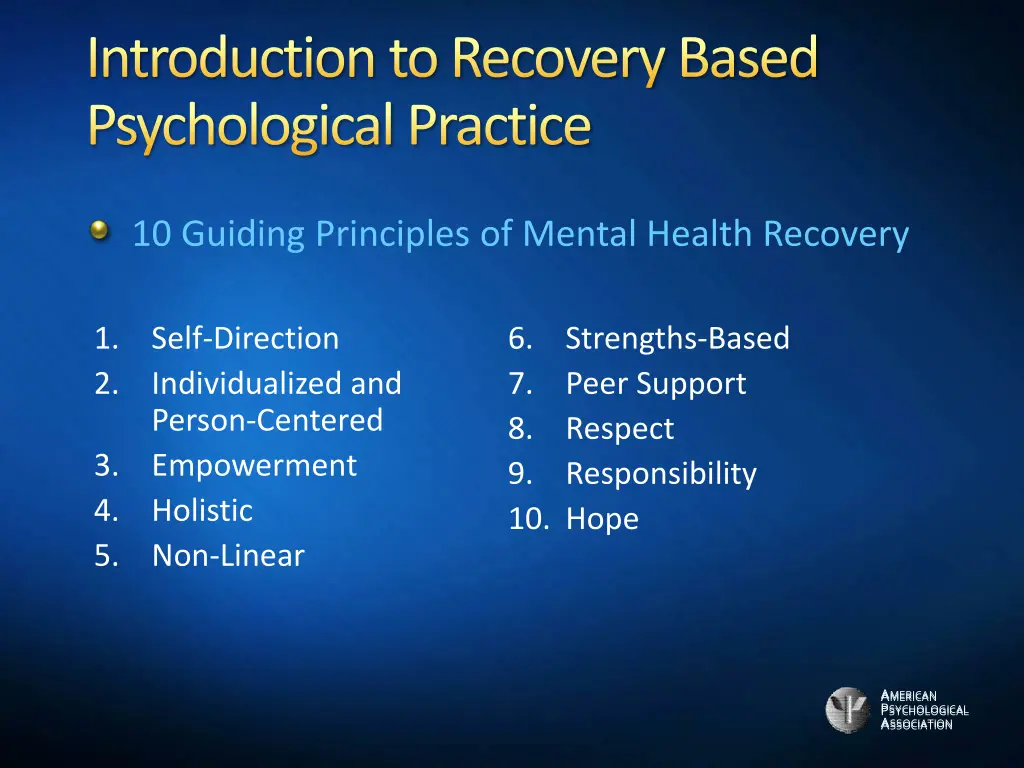 introduction to recovery based psychological 3