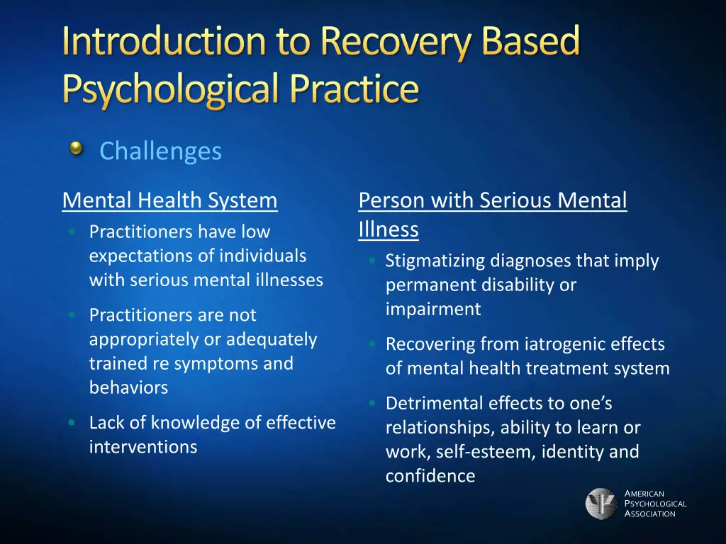 introduction to recovery based psychological 4