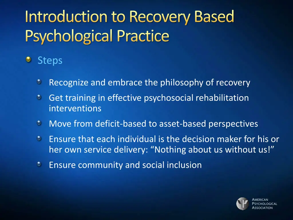 introduction to recovery based psychological 5