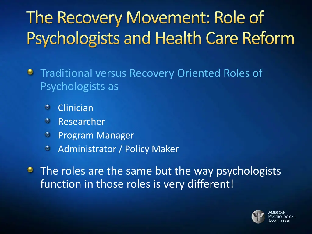 the recovery movement role of psychologists 2