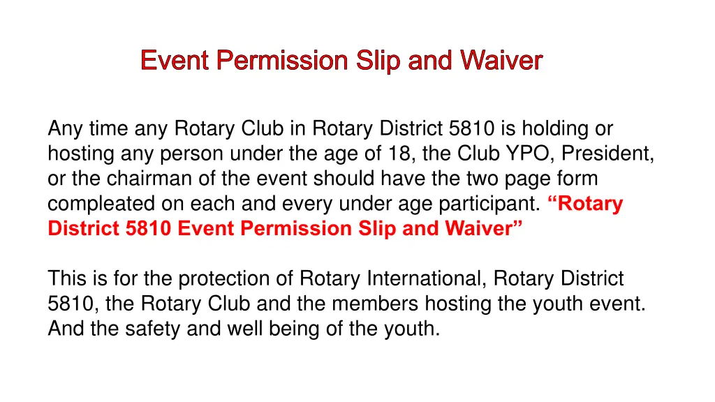 event permission slip and waiver