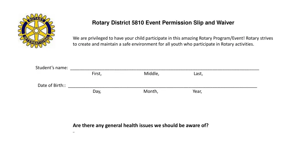rotary district 5810 event permission slip
